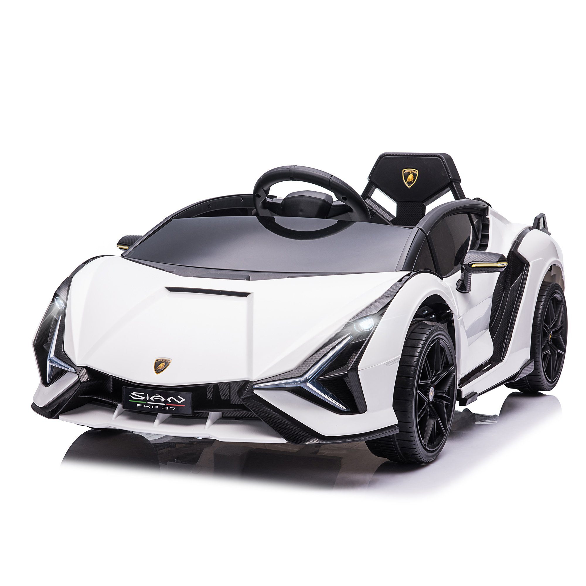HOMCOM elektrische kinderauto, extra brede banden, muziek (MP3/USB), lichtgewicht PP-metaal, draagvermogen 25 kg (1 stuk), 108L x 62B x 40H cm