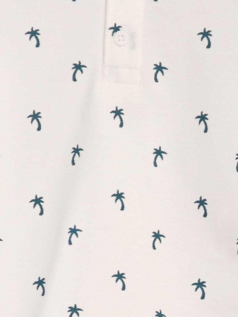 Camisa polo estampada em piqué de algodão - BRANCA