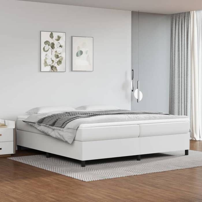 Cama de madera blanca de 200 x 200 cm - Carga máxima 150 kg - Estructura de cama de muelles blanca de 200 x 200 cm en polipiel 005_631891
