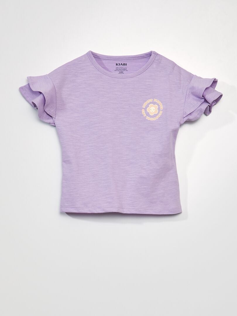 Pijama curto - Estampa floral - Conjunto de 2 peças - ROXO