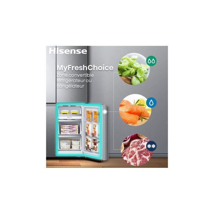 Frigorífico multipuertas - HISENSE - RQ5P470SAFE - 483 L - No Frost (refrigeración con ventilador) - Conexión WiFi