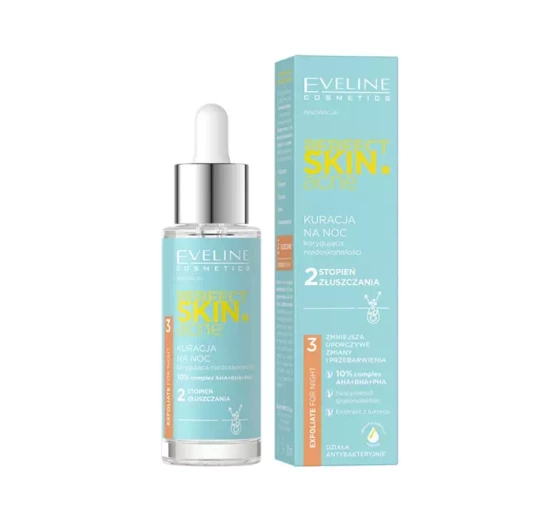 Eveline Cosmetics Perfect Skin Acne kuracja na noc korygująca niedoskonałości 2 stopień złuszczania 30 ml