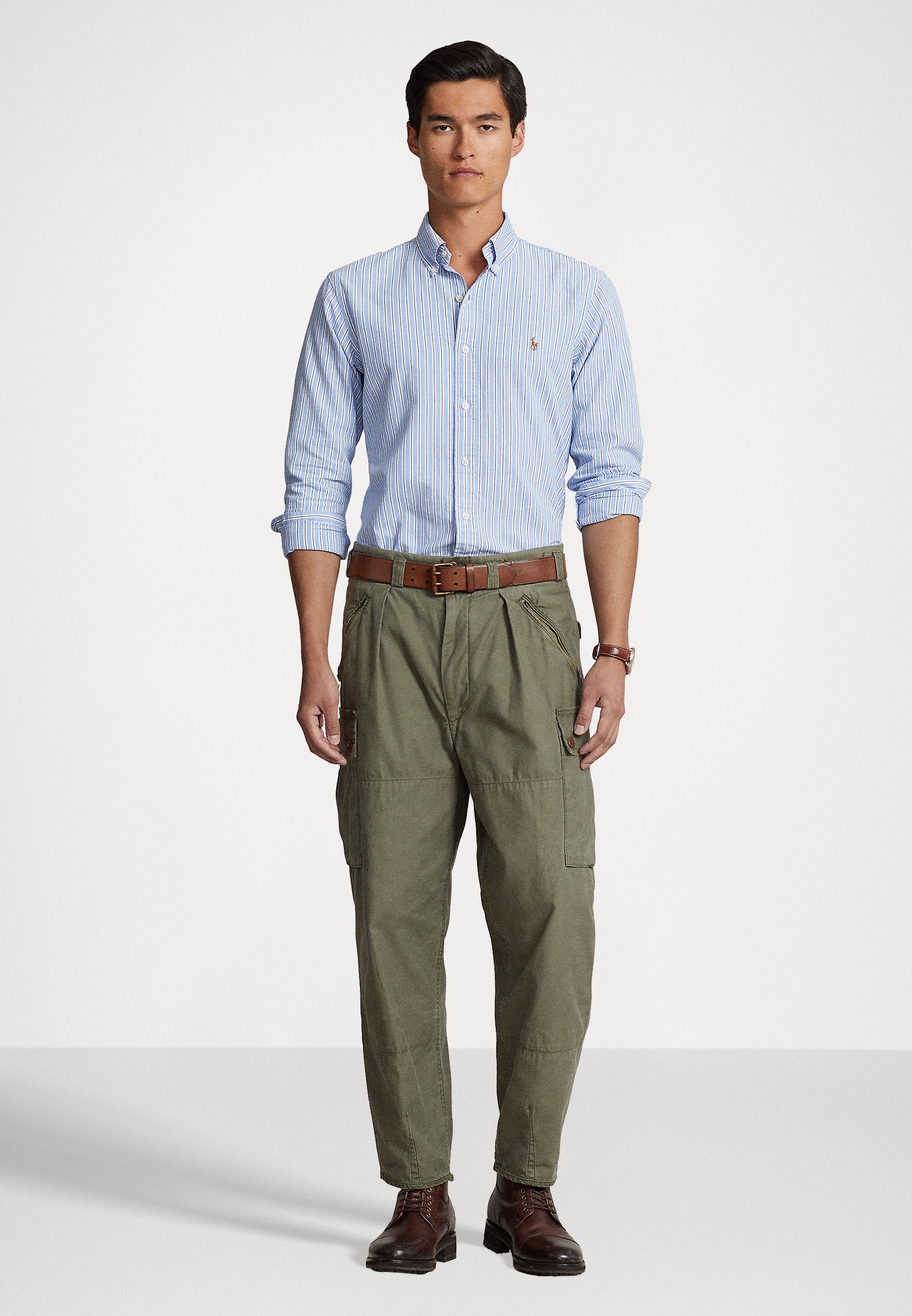 Chemise Oxford rayée coupe personnalisée Polo Ralph Lauren - Bleu/Blanc