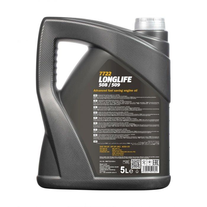 MANNOL - 0W20 LONGLIFE 508/509 7722 Motoröl - 5-Liter-Kanister - MN7722-5