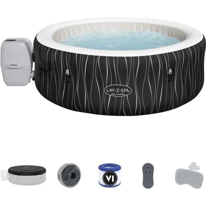 Spa gonflable BESTWAY - Lay-Z-Spa Hollywood - 196 x 66 cm - 4 à 6 places - Rond + Balai aspirateur électrique Aquascan