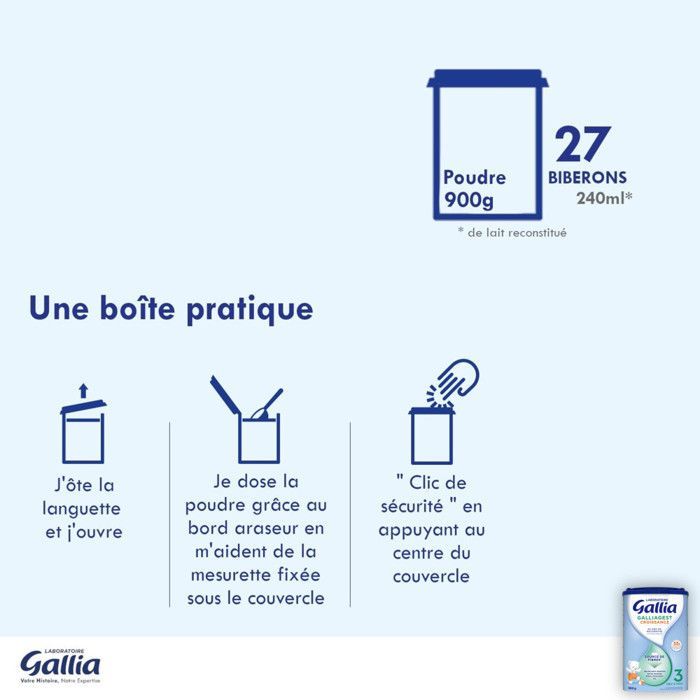 Leite em Pó Premium 3 (900g) - Galliagest A partir dos 12 meses