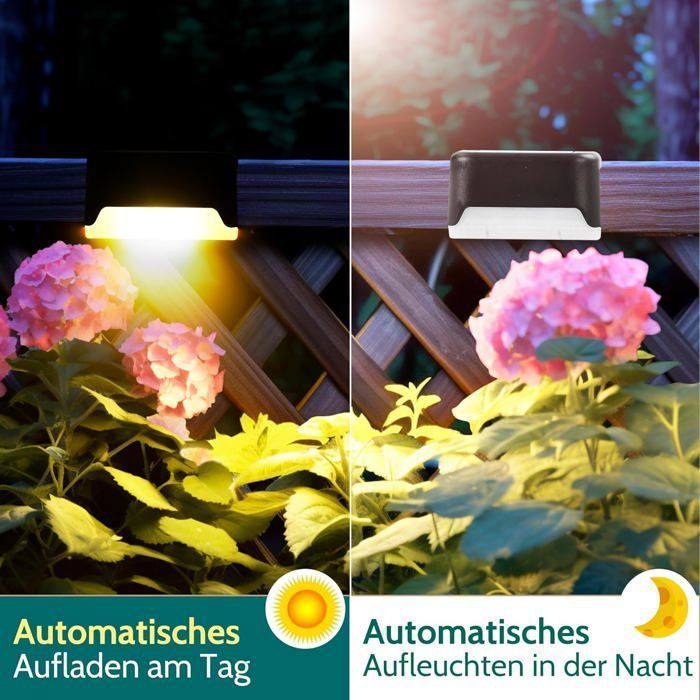 Lampes solaires d'extérieur - JEIIBRZUI - Lot de 12 - LED étanches - Noir et blanc chaud - Jardin contemporain