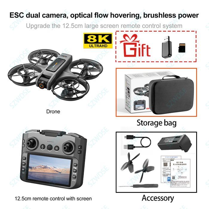 New S156 RC Drone 2.4G 5G WIFI Professional 8K Aerial Photography Remote Controlled Aircraft HD Dual Camera Quadcopter GREY