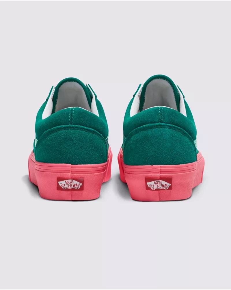 Customs Elevated Ultramarine Green Suede Platform Old Skool Shoe