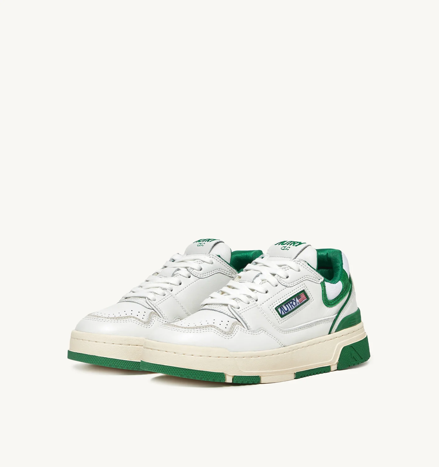 Adidași CLC din piele albă și verde