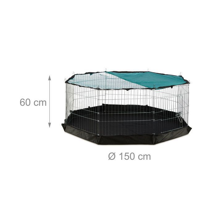 Relaxdays Enclos avec couverture en filet, lapins, cochons d’inde, extérieur, élevage, HlP 60x150x150 cm, argent
