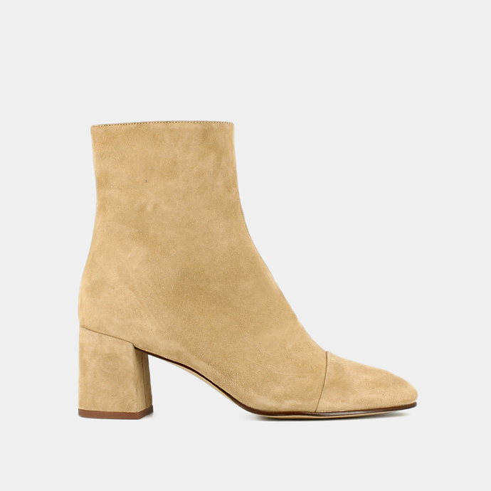Bottines à talons  en velours beige