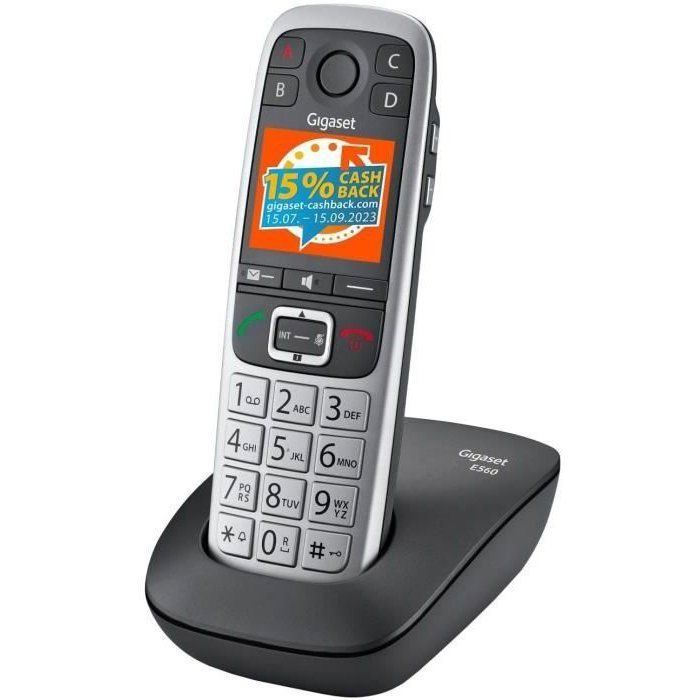 Teléfono inalámbrico Gigaset DECT, plateado - giga e 560 plateado