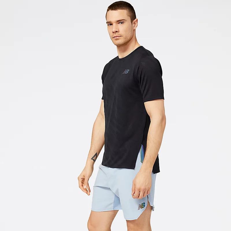 Q Speed Jacquard Men's Short Sleeve T-Shirt - BLACK
