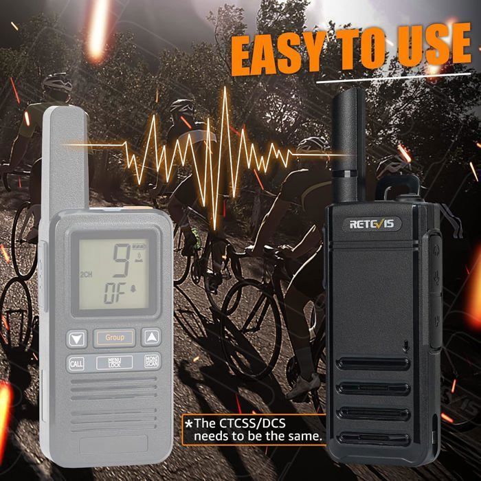 Walkie Talkie inalámbrico Retevis RB639P, radio bidireccional PMR446 con auriculares inalámbricos, USB tipo C, VOX, para viajes en coche (2 unidades)