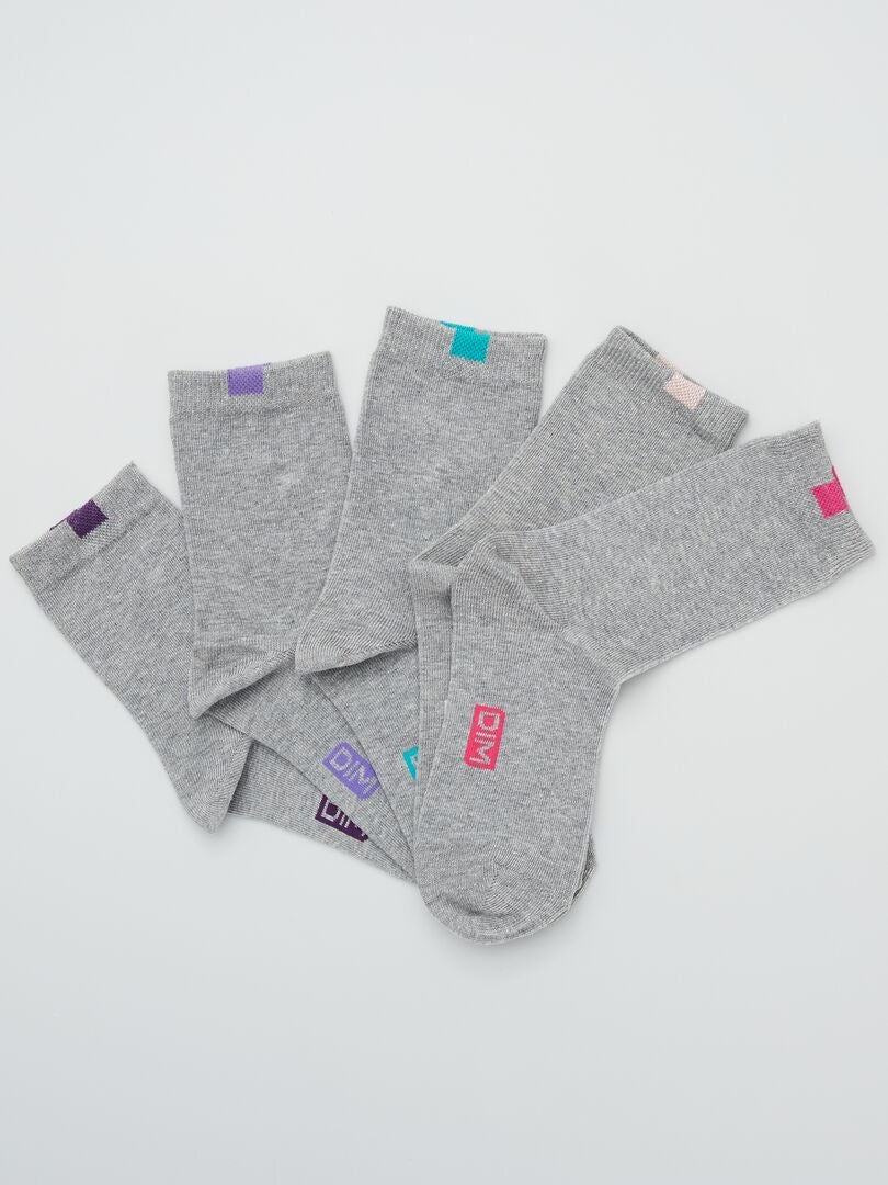 Juego de 5 pares de calcetines 'DIM' - GRIS