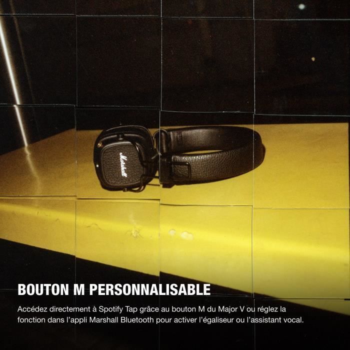 Fones de ouvido sem fio dobráveis MARSHALL Major V - Bluetooth - Preto