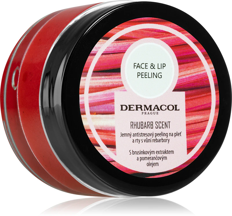 Dermacol Face & Lip Peeling Rabarber suikerscrub voor lippen en wangen