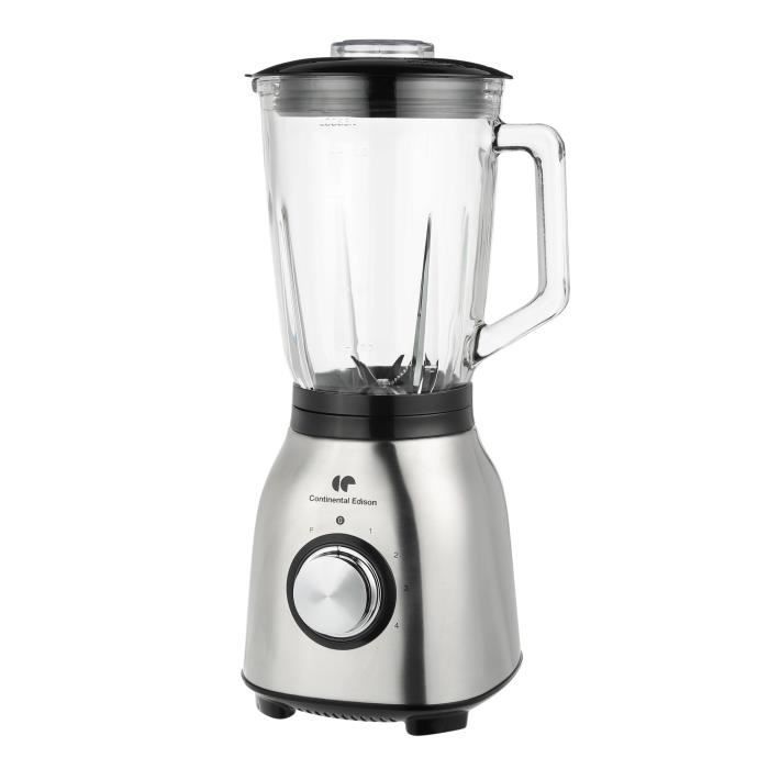 Batidora Continental Edison CEBL1000IN de acero inoxidable, 1000 W, recipiente de vidrio de 1,5 L.