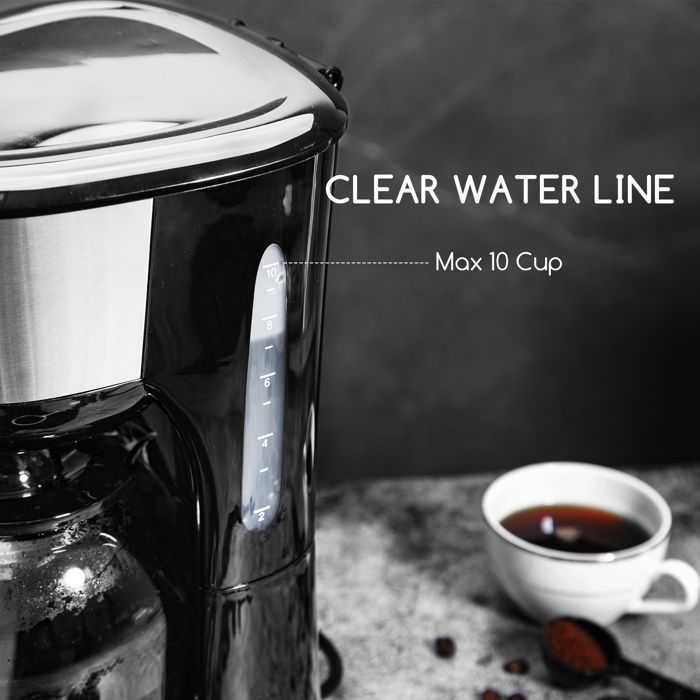Aigostar Chocolate 30HIK - Cafetière à filtre 0% BPA, 1.25 L, 1000W. Filtre permanent, fonction maintien au chaud. Design exclusif.