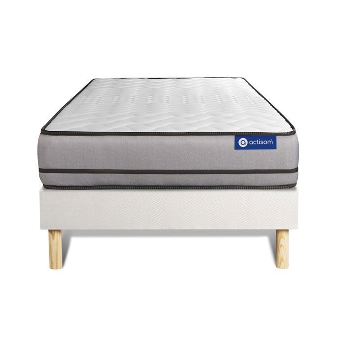 Conjunto de colchón y base de cama de 90x200 cm - Base de cama blanca (requiere montaje) - Actiflex Night