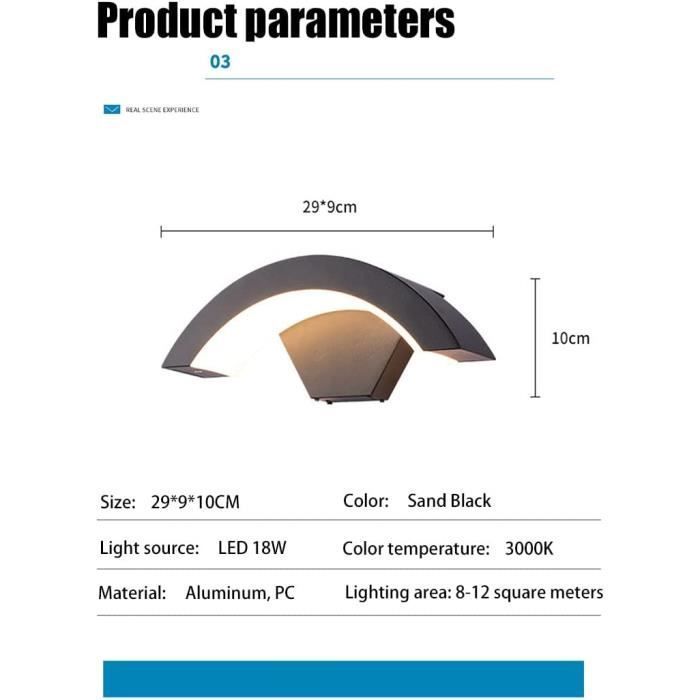 Aplique LED de exterior de 18 W - Carcasa de aluminio - Resistente al agua IP65 - Blanco