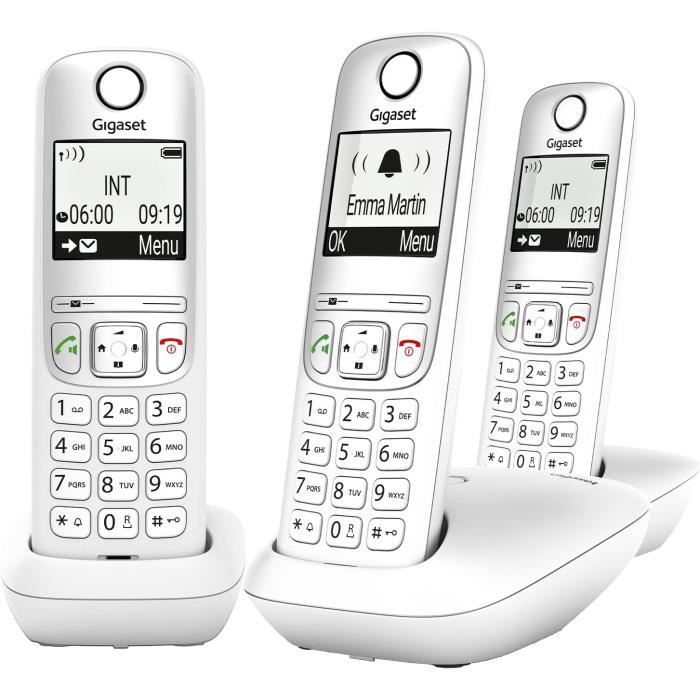 GIGASET A695 Trio Schnurlostelefon – 3 Mobilteile – Großes, kontrastreiches Display – Freisprechfunktion