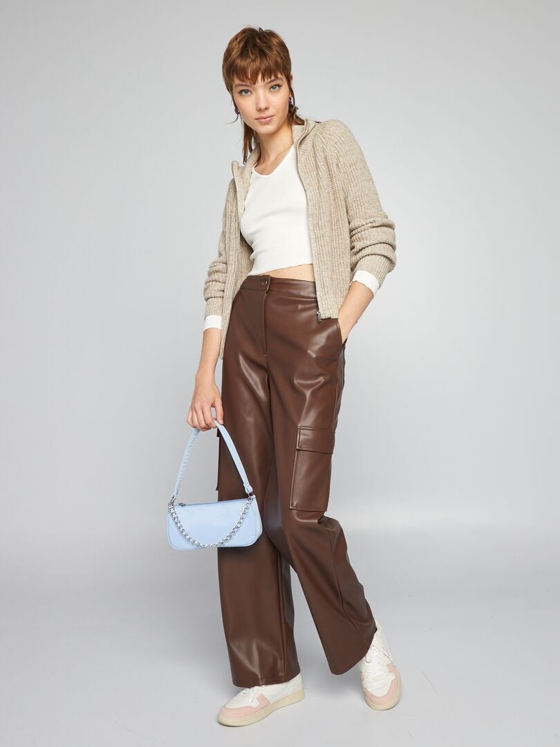 Geribbeld cropped T-shirt - WIT
