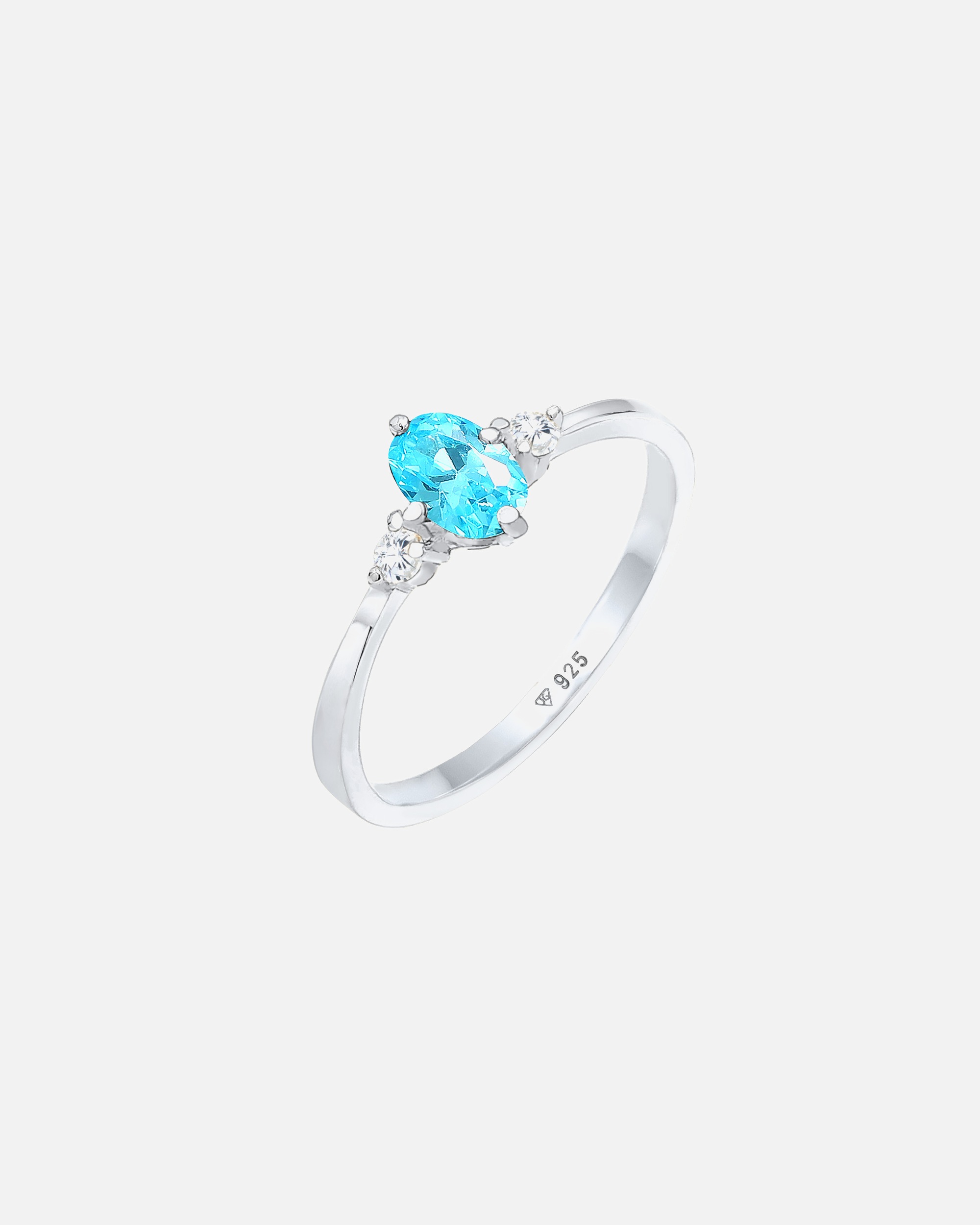 Elli Femmes Solitaire Blue Oval Engagement avec cristaux de zirconia en argent sterling 925