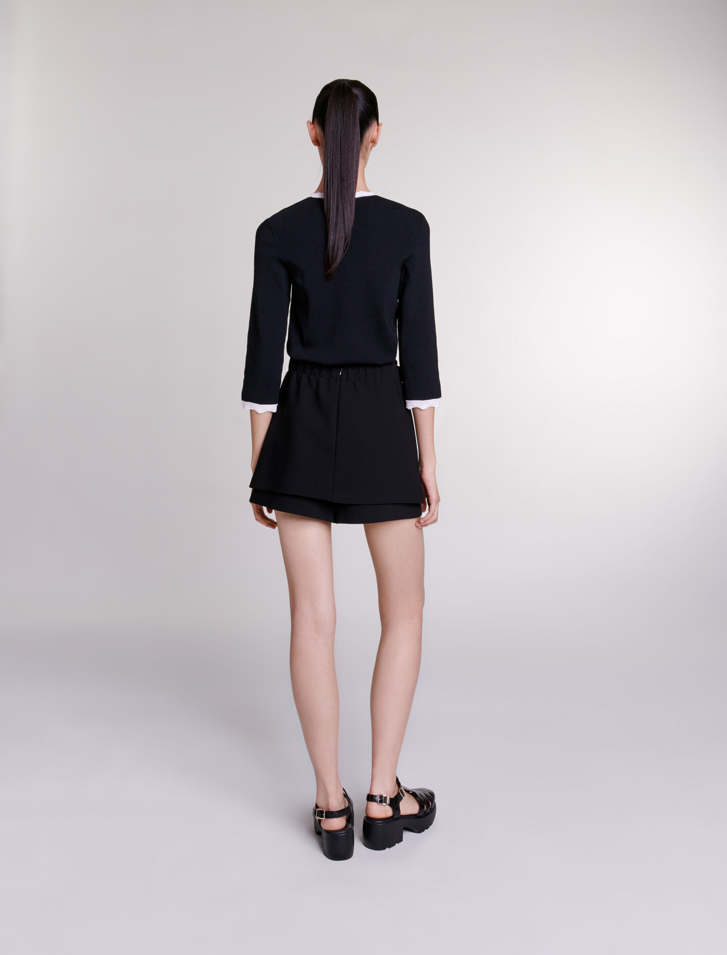 Cardigan bicolor - Negru