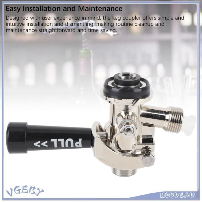 Acoplador para dispensador de cerveza, acoplador de barril de acero inoxidable, sistema de filtración eficiente para dispensador de cerveza.