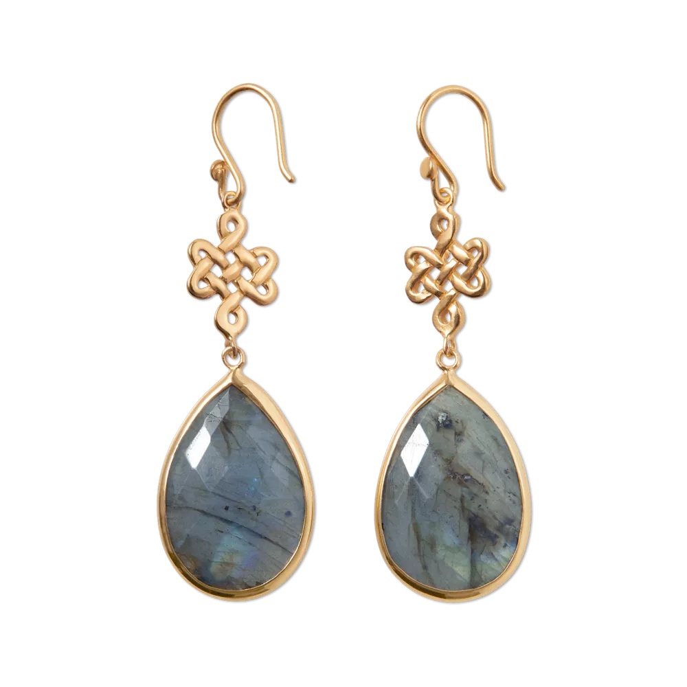 Naušnice House of Rituals Infinity Pear Cut, pozlaćene naušnice s dragim kamenom