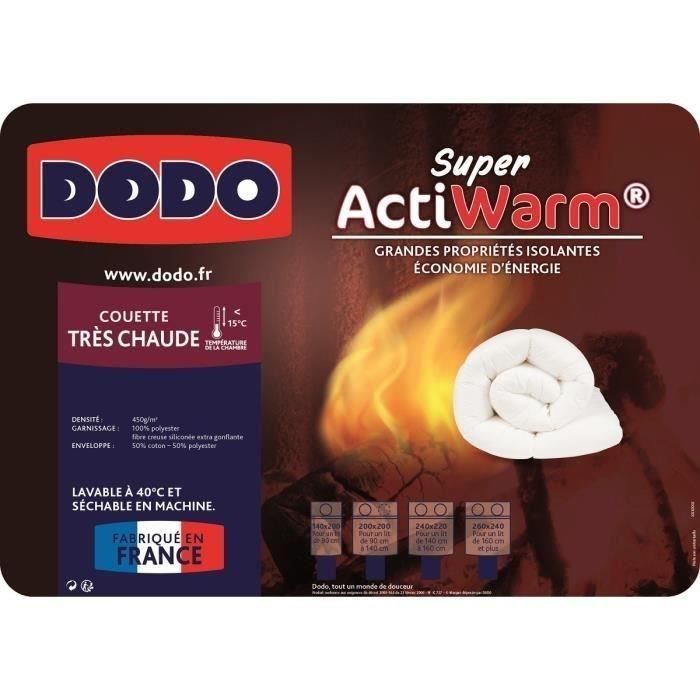 Piumino DODO Extra Caldo 450 g/m² SUPER ACTIWARM 200x200 cm Bianco