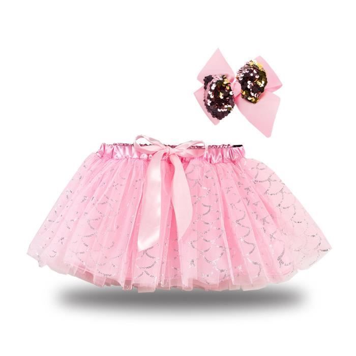 Meisjes tutu rokje met pailletten en geplooide strik, feestkleding RS018