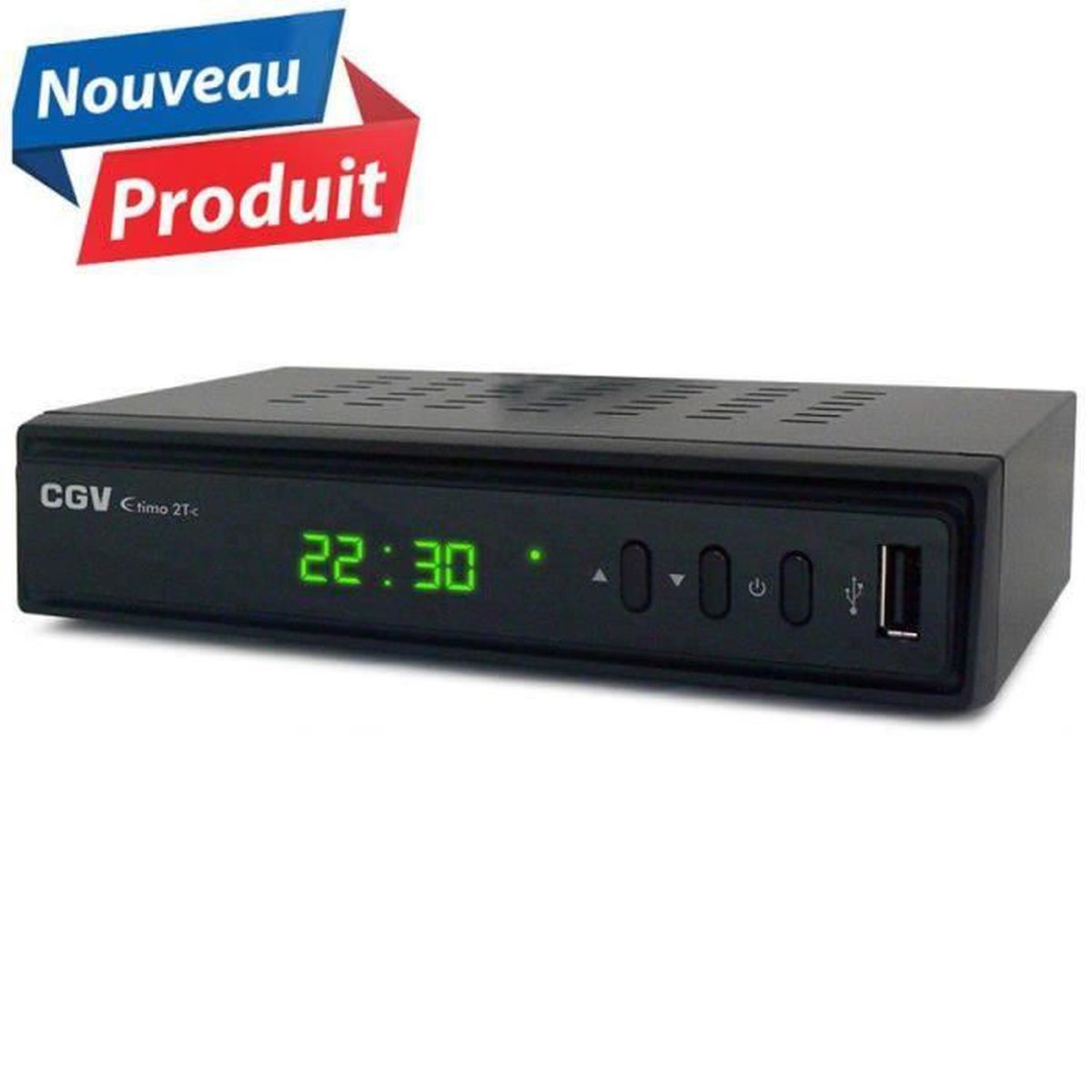 CGV Etimo 2T-c HD Digitaler terrestrischer Fernsehreceiver/Recorder/Decoder mit Dual-Tuner + 4K HDMI-Kabel - Französische und deutsche digitale terrestrische Fernsehsender