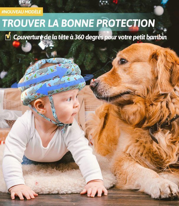 Casque de Sécurité Bébé,Bébé Head Protector,Casque Anti Chute Bebe,pour l'enfant qui apprend à marcher et à ramper-Gris