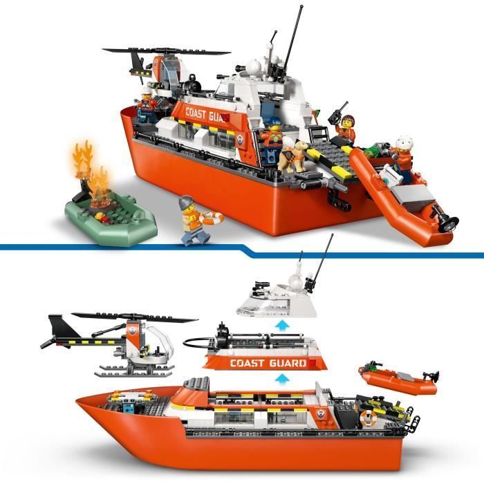 LEGO City 60504 Barco de Resgate e Helicóptero da Guarda Costeira - Brinquedo para maiores de 7 anos