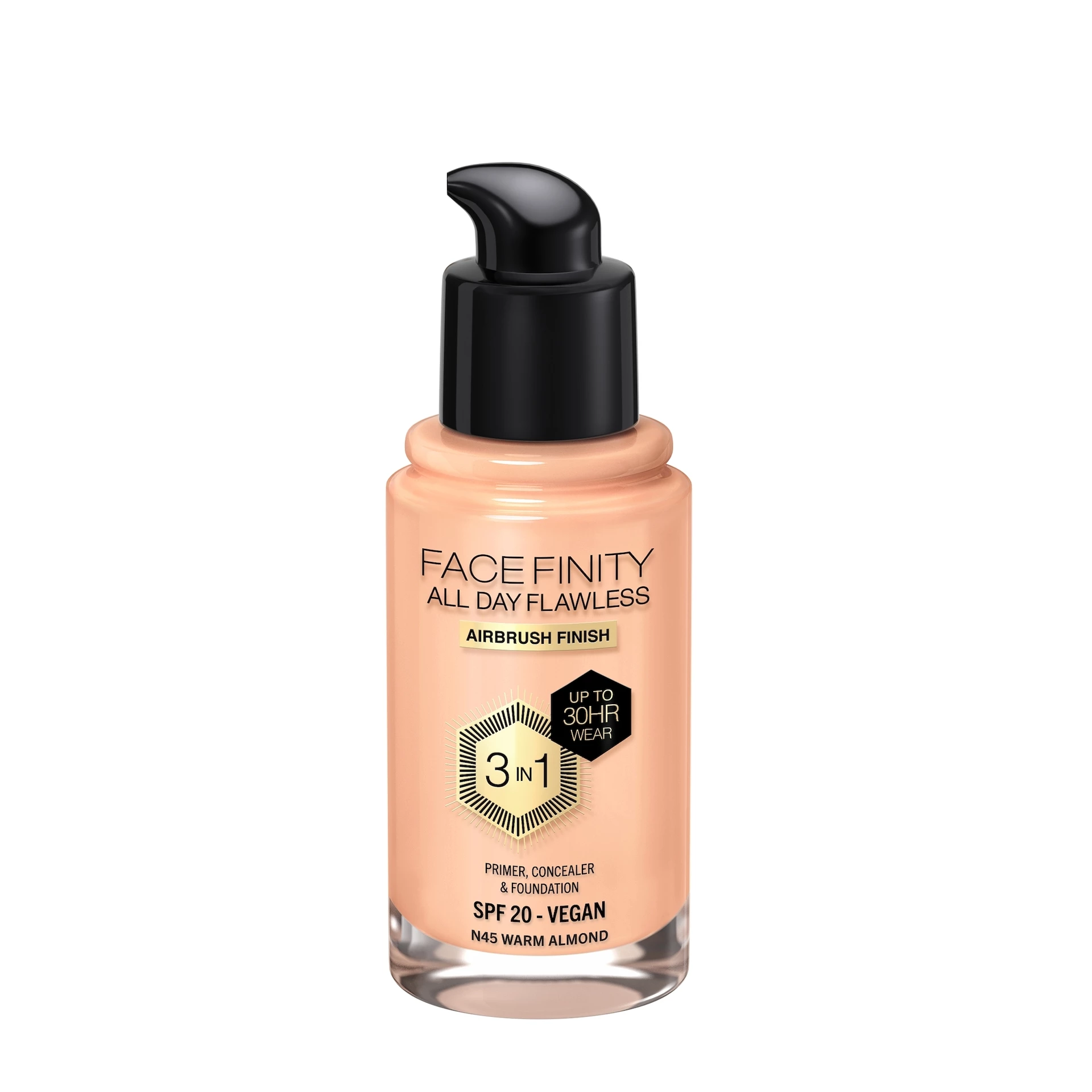 Fond de ten Facefinity All Day Flawless 3 în 1, 45 Warm Almond - Max Factor