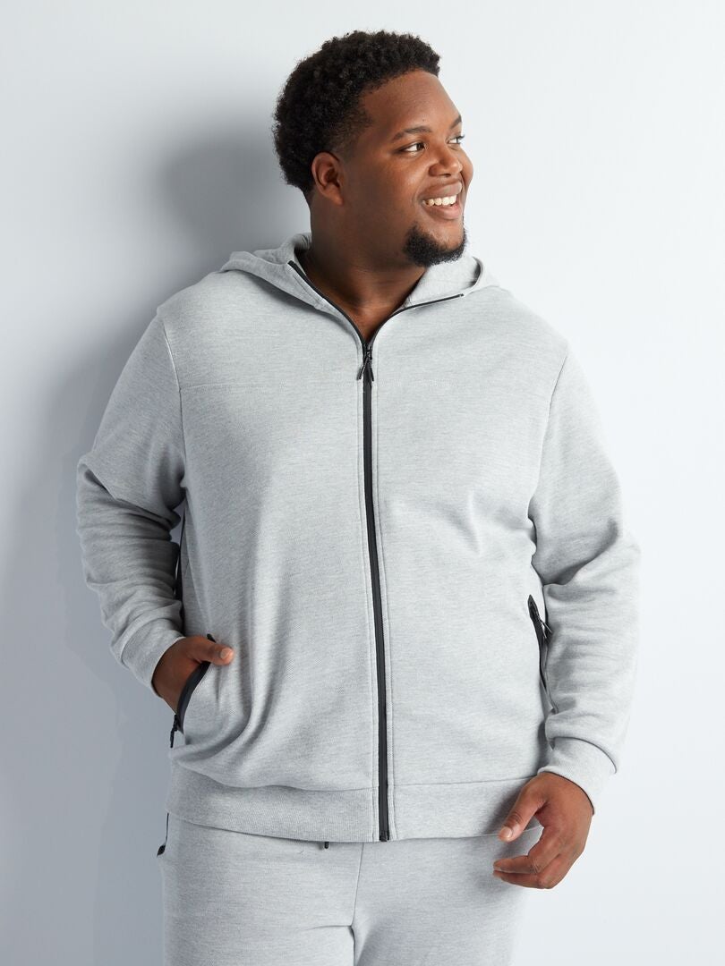 Hoodie van katoenpiqué - GRIJS