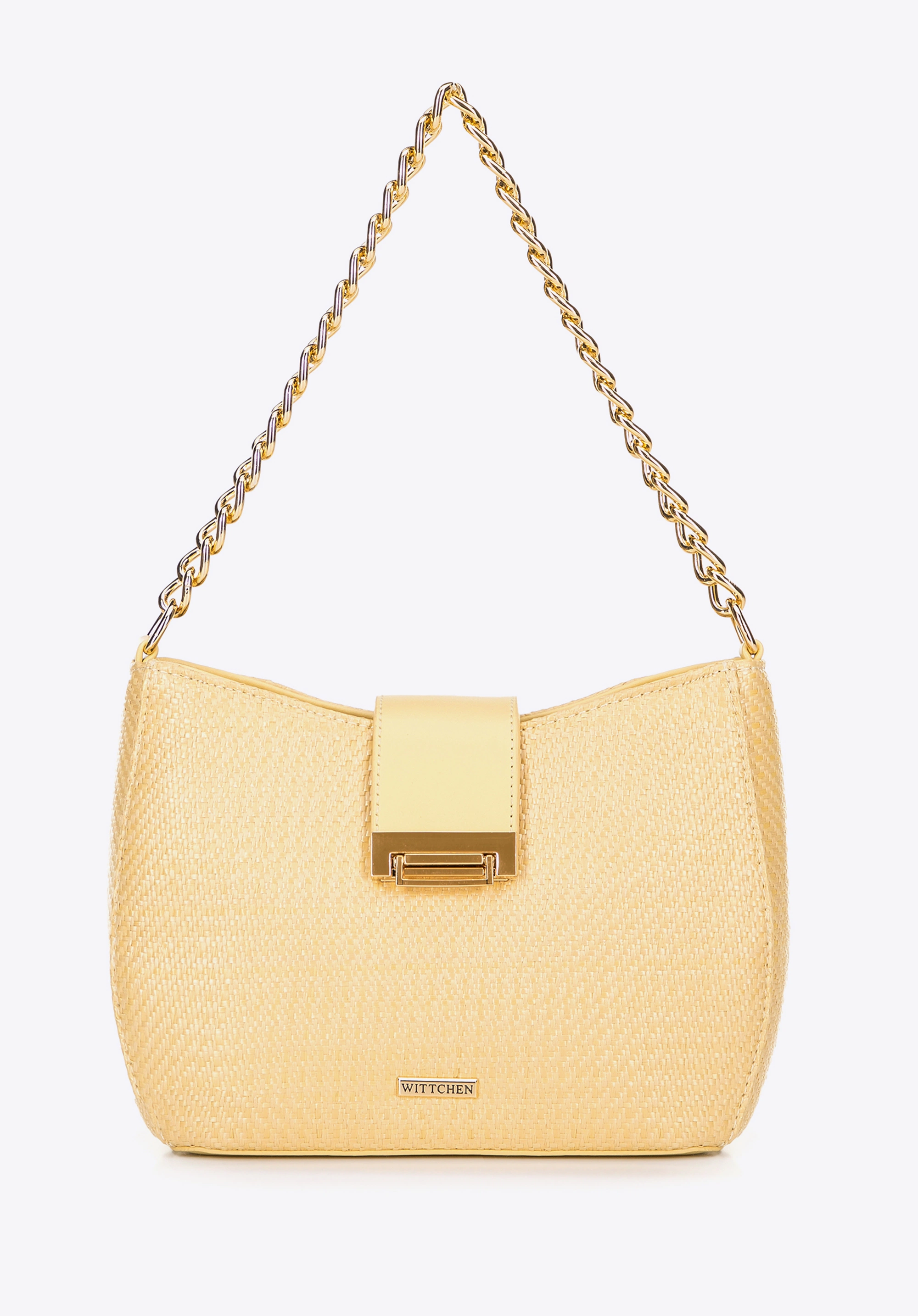 Damska torebka crossbody pleciona żółta