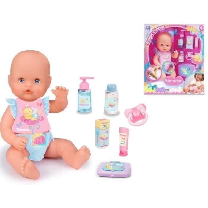 NENUCO Interactive Baby Doll with Magic Diaper - Pink - Accessories included