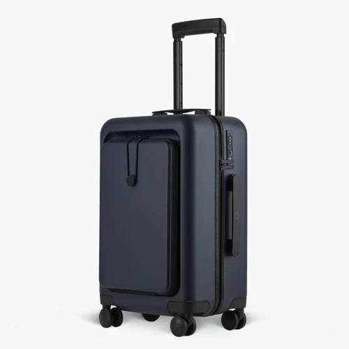 Cabaia CDG 4-wielige harde koffer, effen marineblauwe opbergtas