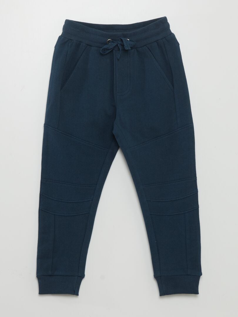 Pantalones deportivos de felpa con costuras decorativas - AZUL