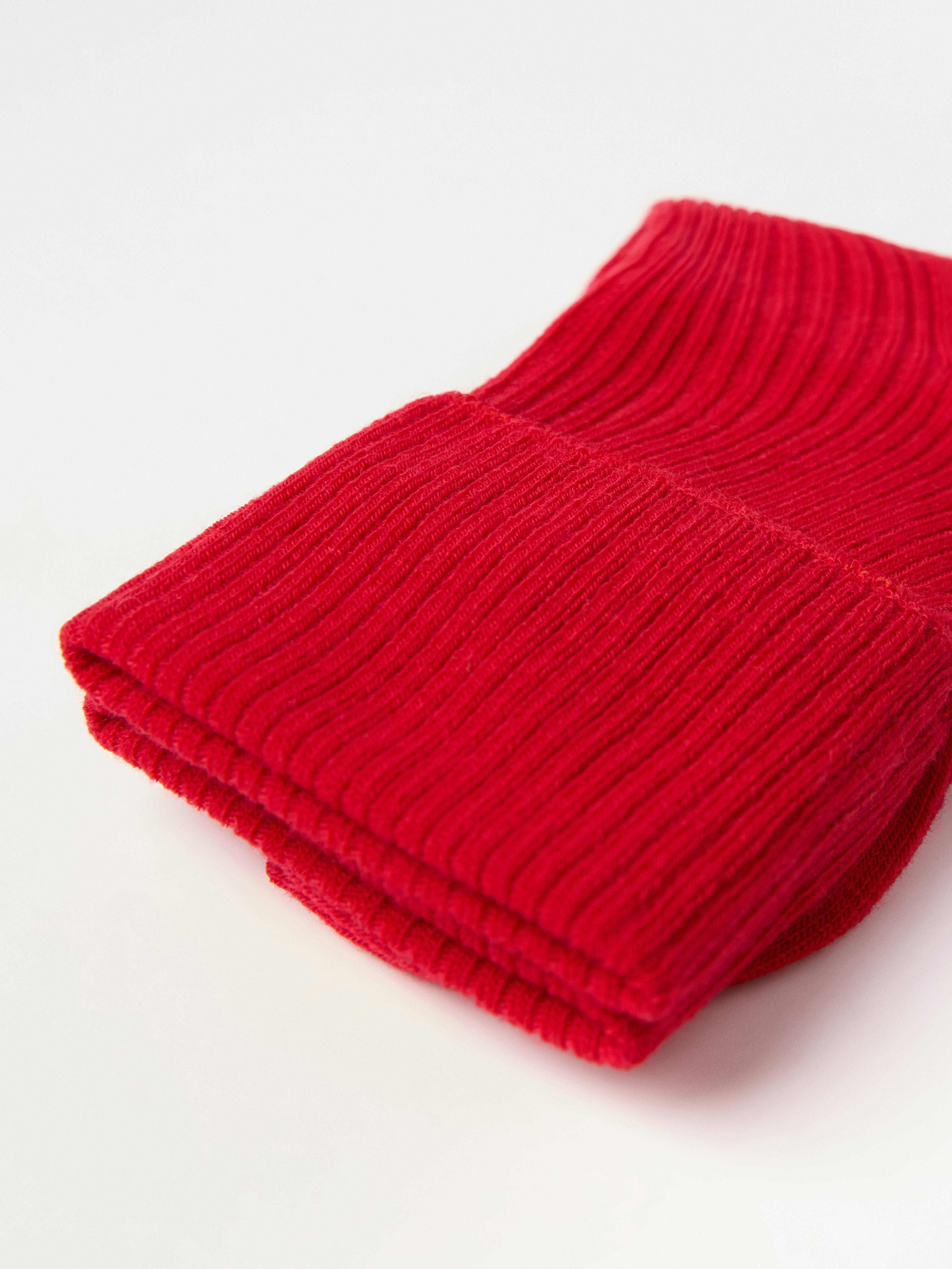 Calcetines de lana merino acanalados rojos