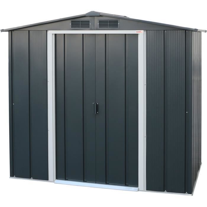 Abri de jardin - Métal - DURAMAX - 2,47 m² - 0,33 mm - Anthracite - DUECO64PR