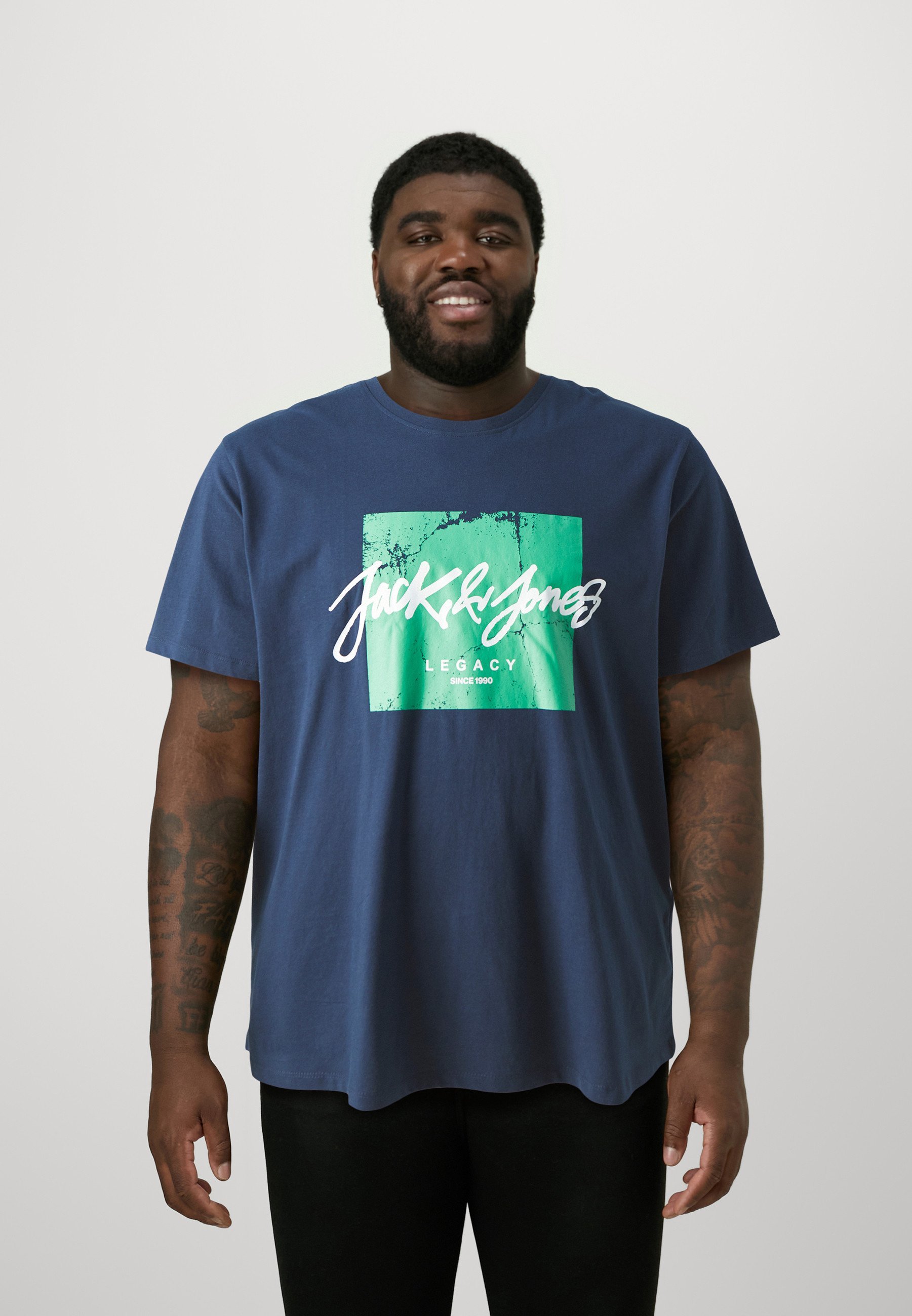 Jack & Jones JJTILEY JJNOLAN TEE CREW 5-PACK - T-shirt met print - marineblauw/wit/zwart