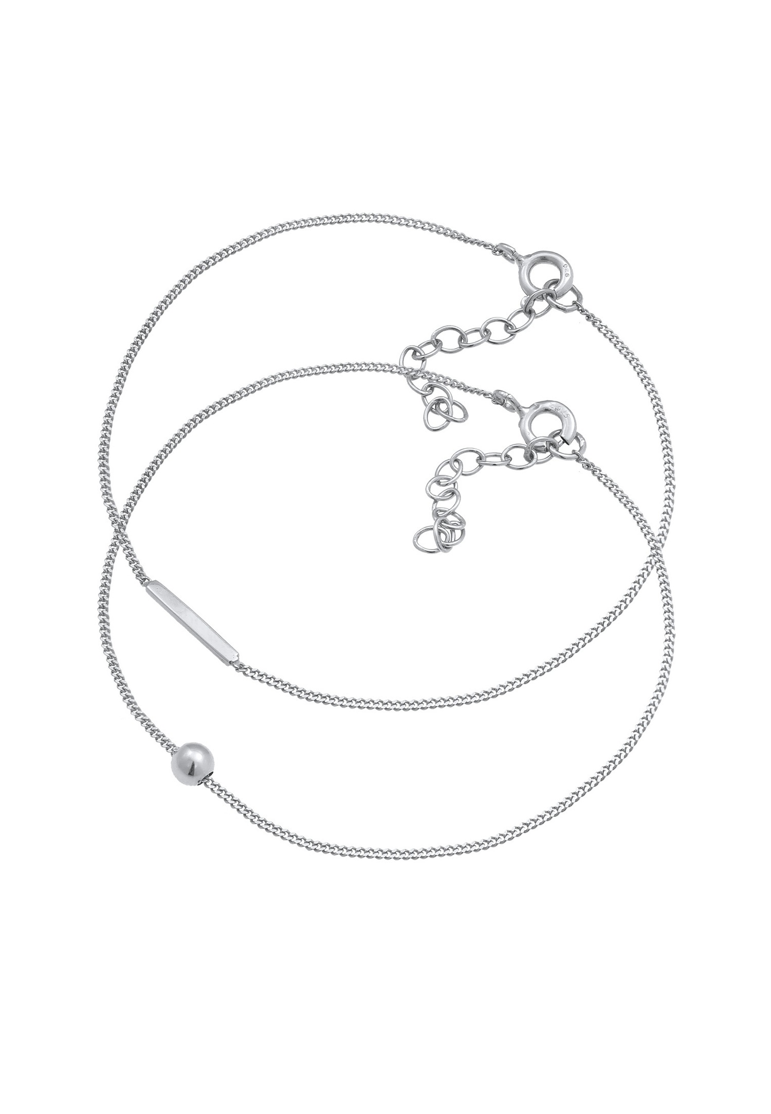 Elli Balle Barre Look Géo Basic Trend Blogger Minimal réglable Bracelet Femme - (925/1000) Argent
