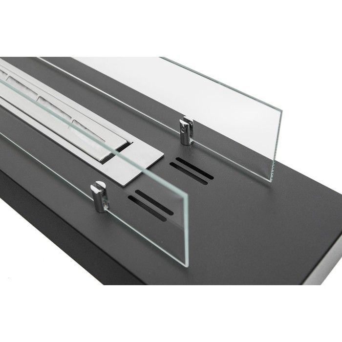 Cheminée au bioéthanol, de table , 120 cm. Cheminee ethanol noire, avec verre.