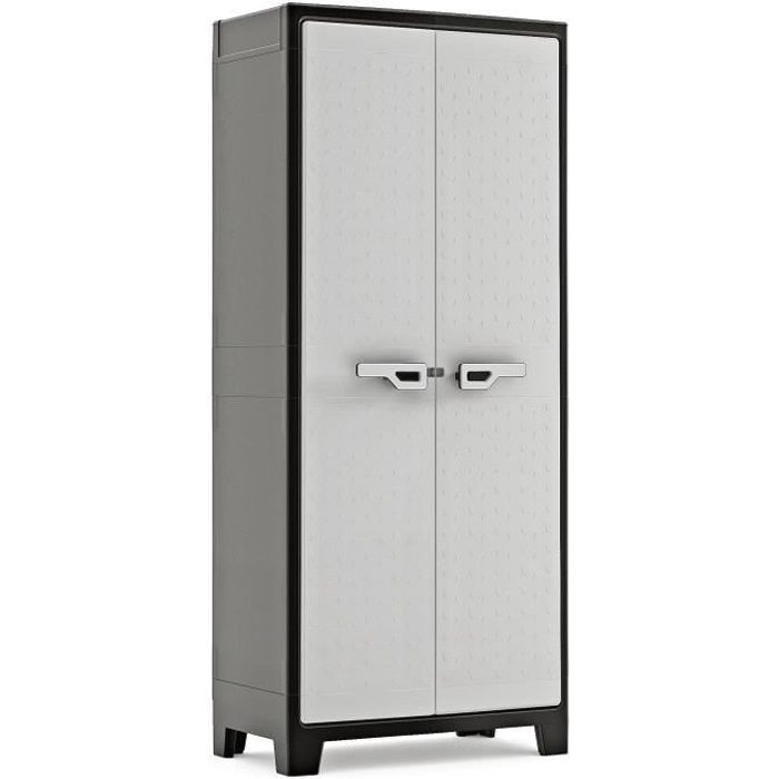 Keter Titan opbergkast in zwart en grijs met planken, 182 cm, organizer 434758