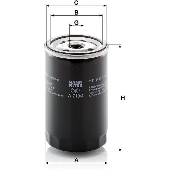 Filtro de aceite original MANN-FILTER W 719/4 – Filtro de transmisión – para automóviles y vehículos comerciales
